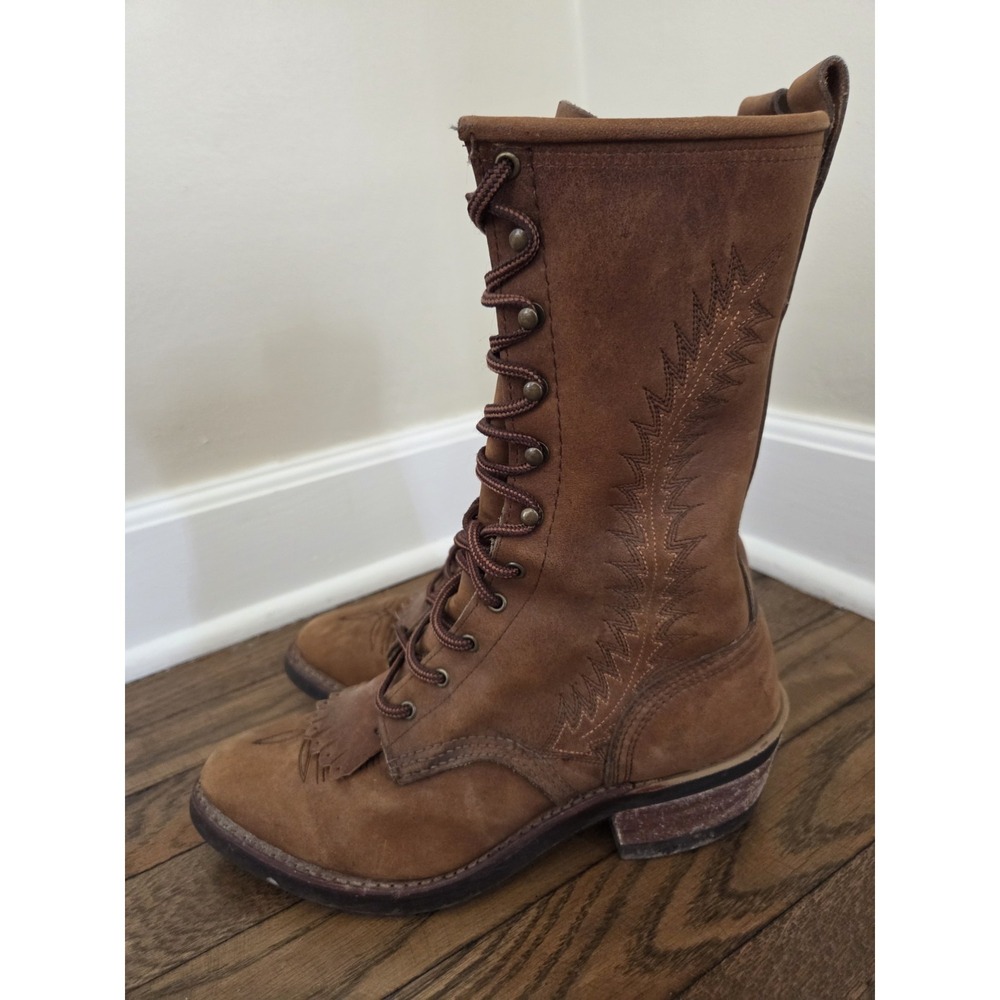 Abilene Boot Co. Brown Lace-Up Suede Mid-Calf Boots